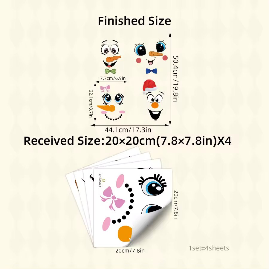 Novelty Funny Face Waterproof Stickers Large for Bins Storage Tubs