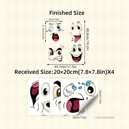 Novelty Funny Face Waterproof Stickers Large for Bins Storage Tubs