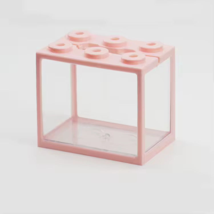 Mini Fish Tank Stackable Building Block Sea Monkey Habitat 1400ml 15x13x10cm