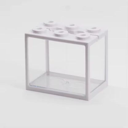 Mini Fish Tank Stackable Building Block Sea Monkey Habitat 1400ml 15x13x10cm