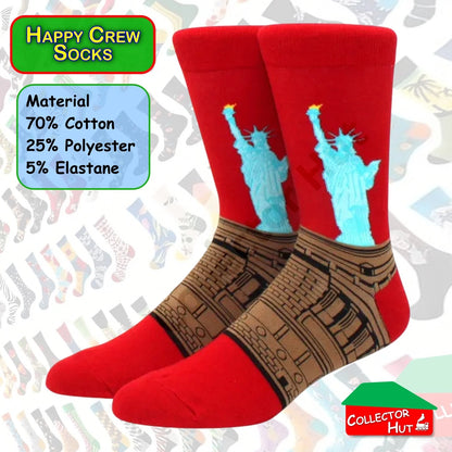 Happy Crew Socks Novelty Breathable Anti-Odour Men's Unisex UK 6-8.5 EU 39-42