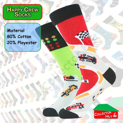 Happy Crew Socks Novelty Breathable Anti-Odour Men's Unisex UK 6-8.5 EU 39-42
