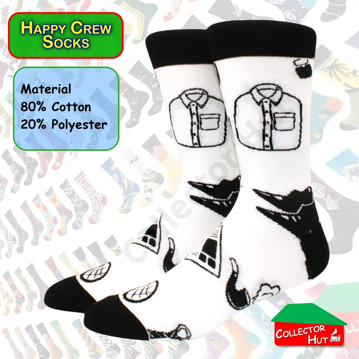 Happy Crew Socks Novelty Breathable Anti-Odour Men's Unisex UK 9-11 EU 43-46