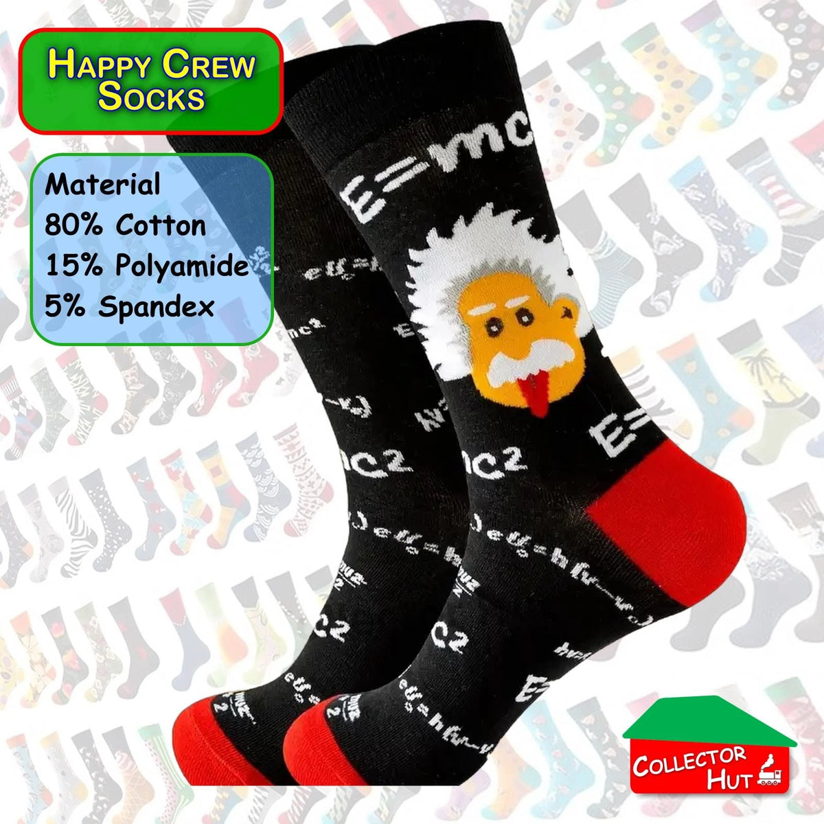 Happy Crew Socks Novelty Breathable Anti-Odour Men's Unisex UK 9-11 EU 43-46