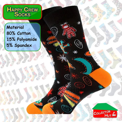 Happy Crew Socks Novelty Breathable Anti-Odour Men's Unisex UK 9-11 EU 43-46