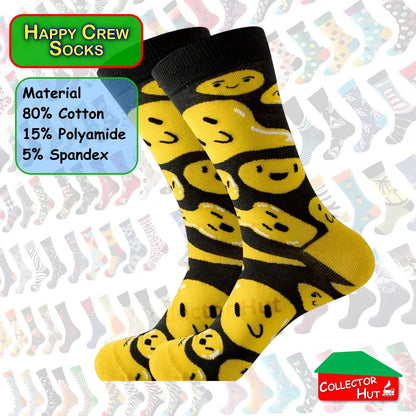 Happy Crew Socks Novelty Breathable Anti-Odour Men's Unisex UK 6-8.5 EU 39-42