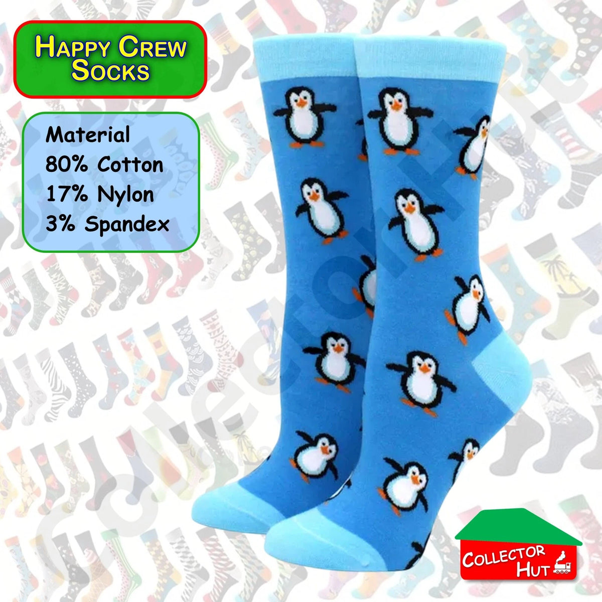 Happy Crew Socks Novelty Breathable Anti-Odour Men's Unisex UK 6-8.5 EU 39-42