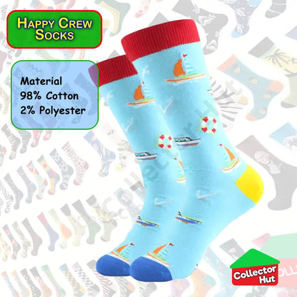 Happy Crew Socks Novelty Breathable Anti-Odour Men's Unisex UK 9-11 EU 43-46