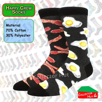 Happy Crew Socks Novelty Breathable Anti-Odour Men's Unisex UK 6-8.5 EU 39-42