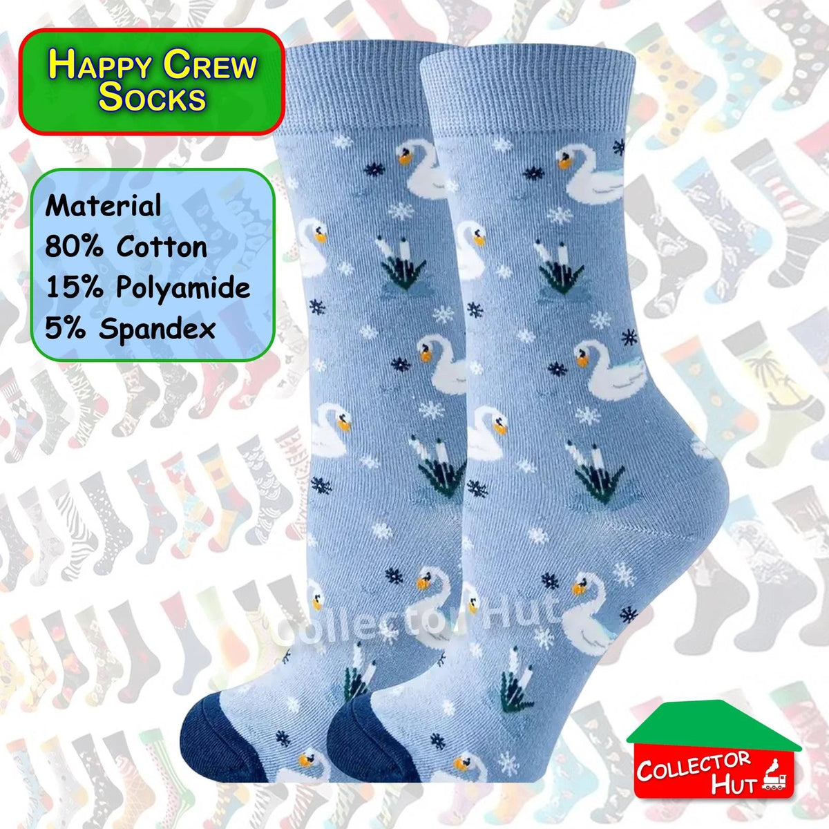 Happy Crew Socks Novelty Breathable Anti-Odour Men's Unisex UK 6-8.5 EU 39-42