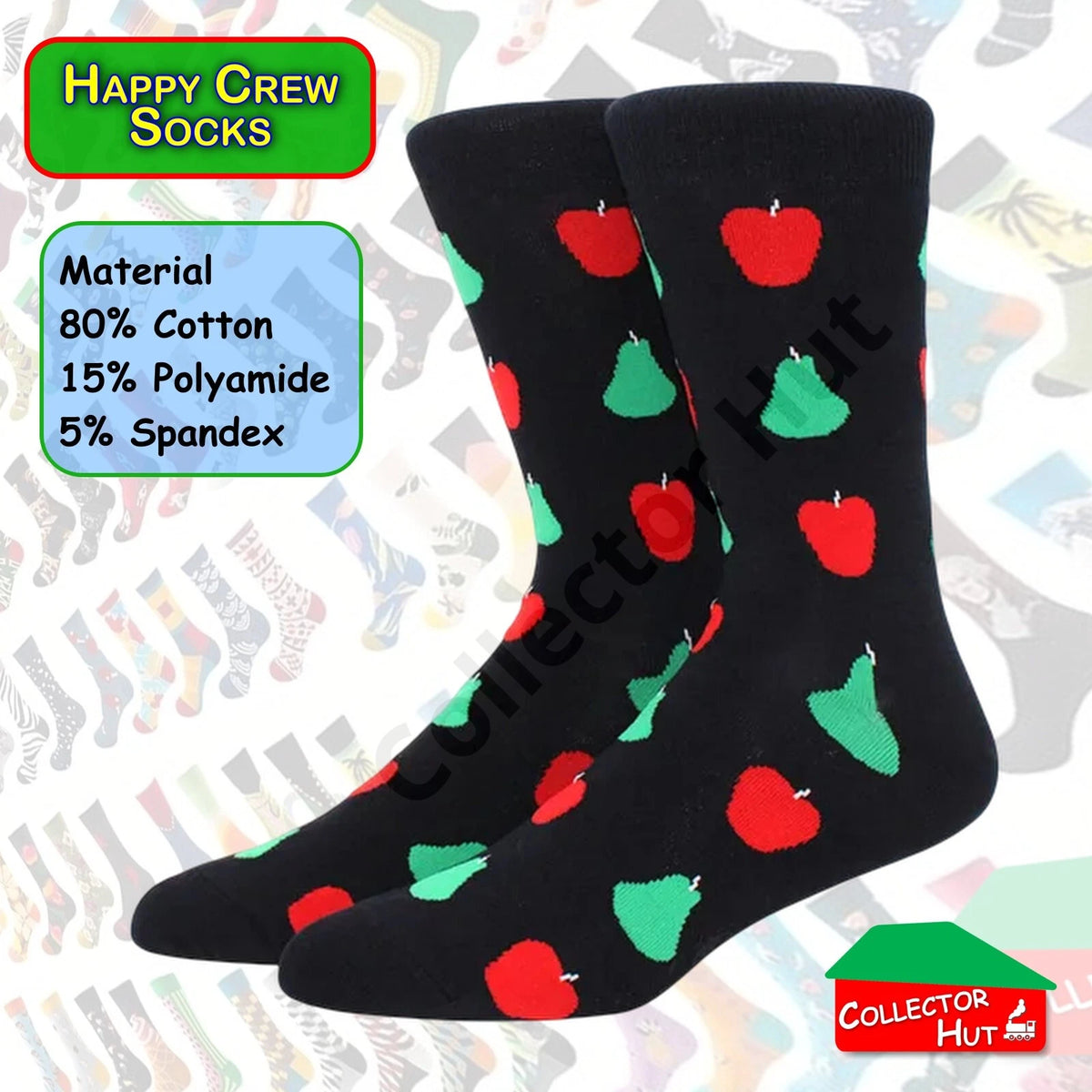 Happy Crew Socks Novelty Breathable Anti-Odour Men's Unisex UK 9-11 EU 43-46