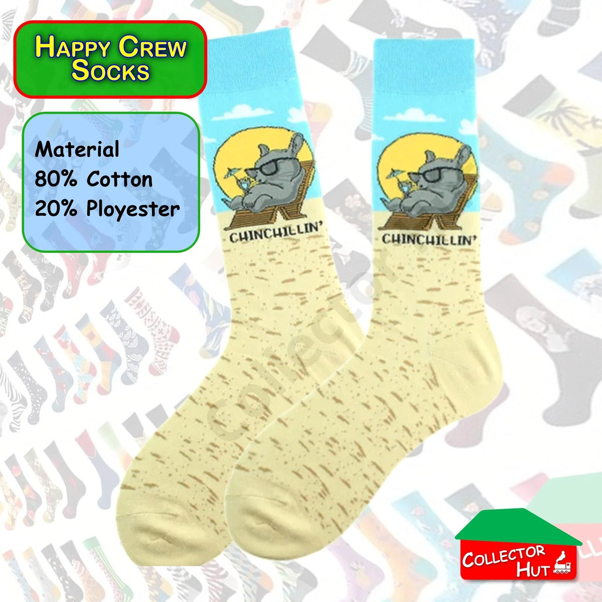 Happy Crew Socks Novelty Breathable Anti-Odour Men's Unisex UK 9-11 EU 43-46