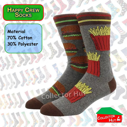 Happy Crew Socks Novelty Breathable Anti-Odour Men's Unisex UK 6-8.5 EU 39-42