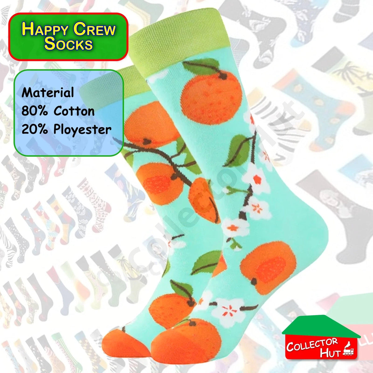 Happy Crew Socks Novelty Breathable Anti-Odour Men's Unisex UK 6-8.5 EU 39-42