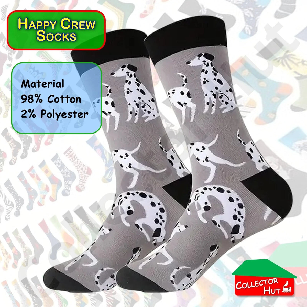 Happy Crew Socks Novelty Breathable Anti-Odour Men's Unisex UK 9-11 EU 43-46