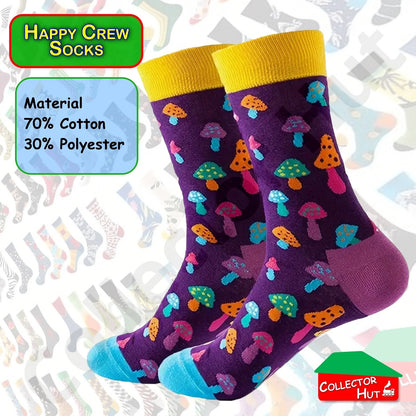 Happy Crew Socks Novelty Breathable Anti-Odour Men's Unisex UK 6-8.5 EU 39-42