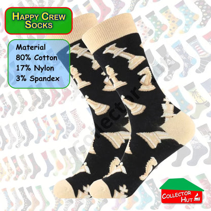 Happy Crew Socks Novelty Breathable Anti-Odour Men's Unisex UK 6-8.5 EU 39-42