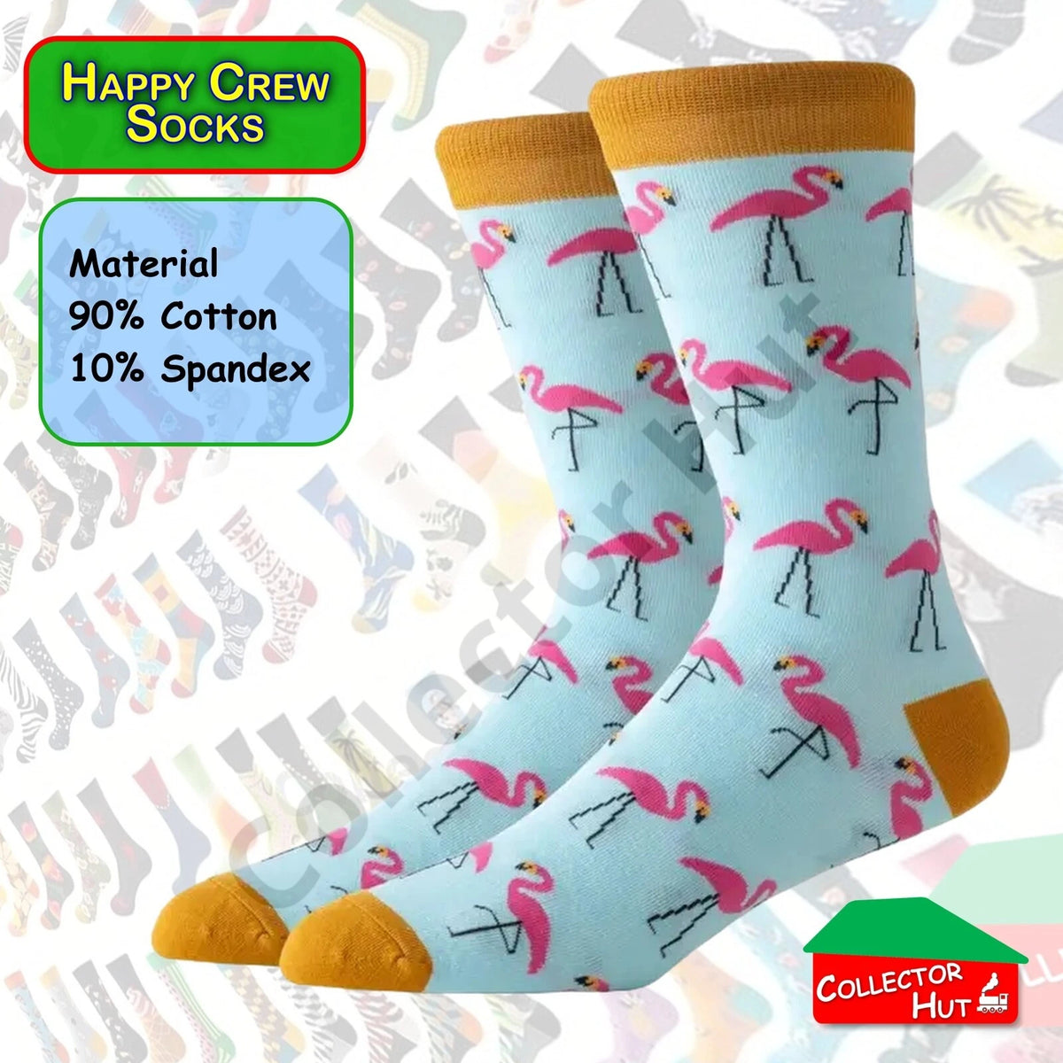 Happy Crew Socks Novelty Breathable Anti-Odour Men's Unisex UK 6-8.5 EU 39-42