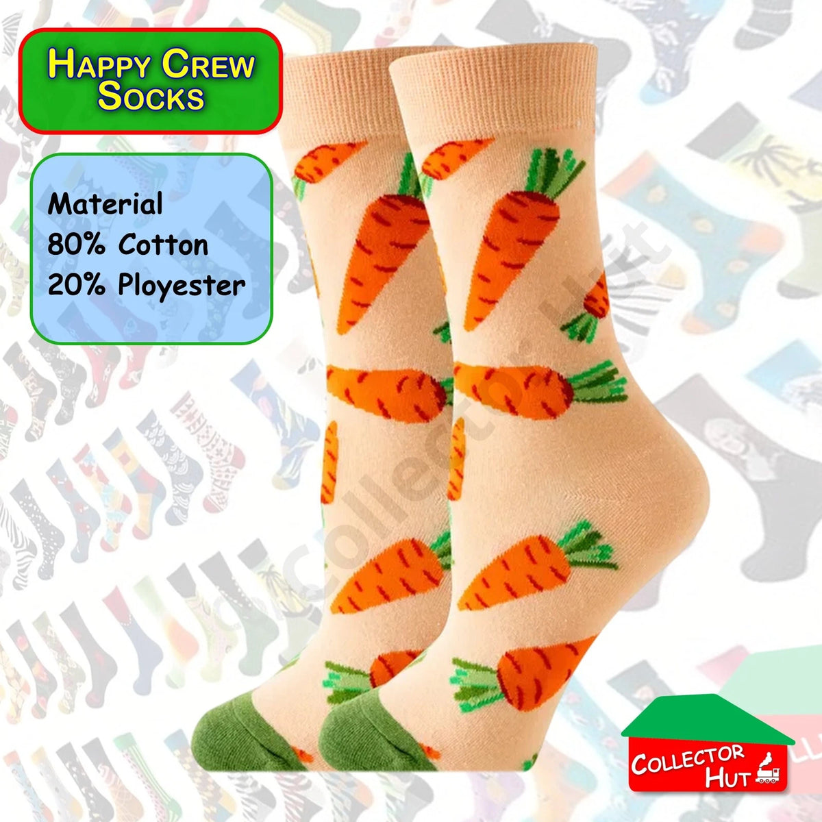 Happy Crew Socks Novelty Breathable Anti-Odour Men's Unisex UK 6-8.5 EU 39-42