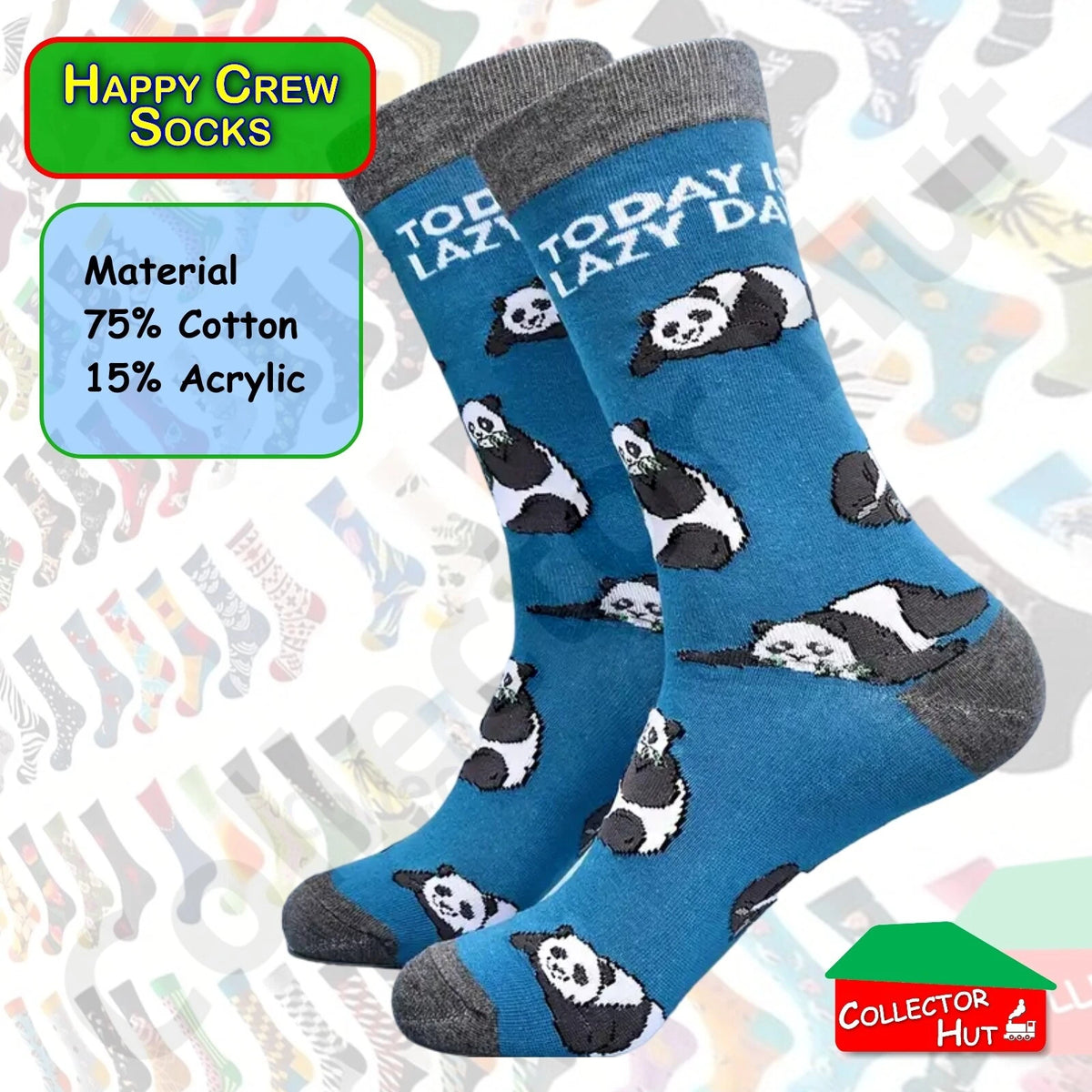 Happy Crew Socks Novelty Breathable Anti-Odour Men's Unisex UK 9-11 EU 43-46