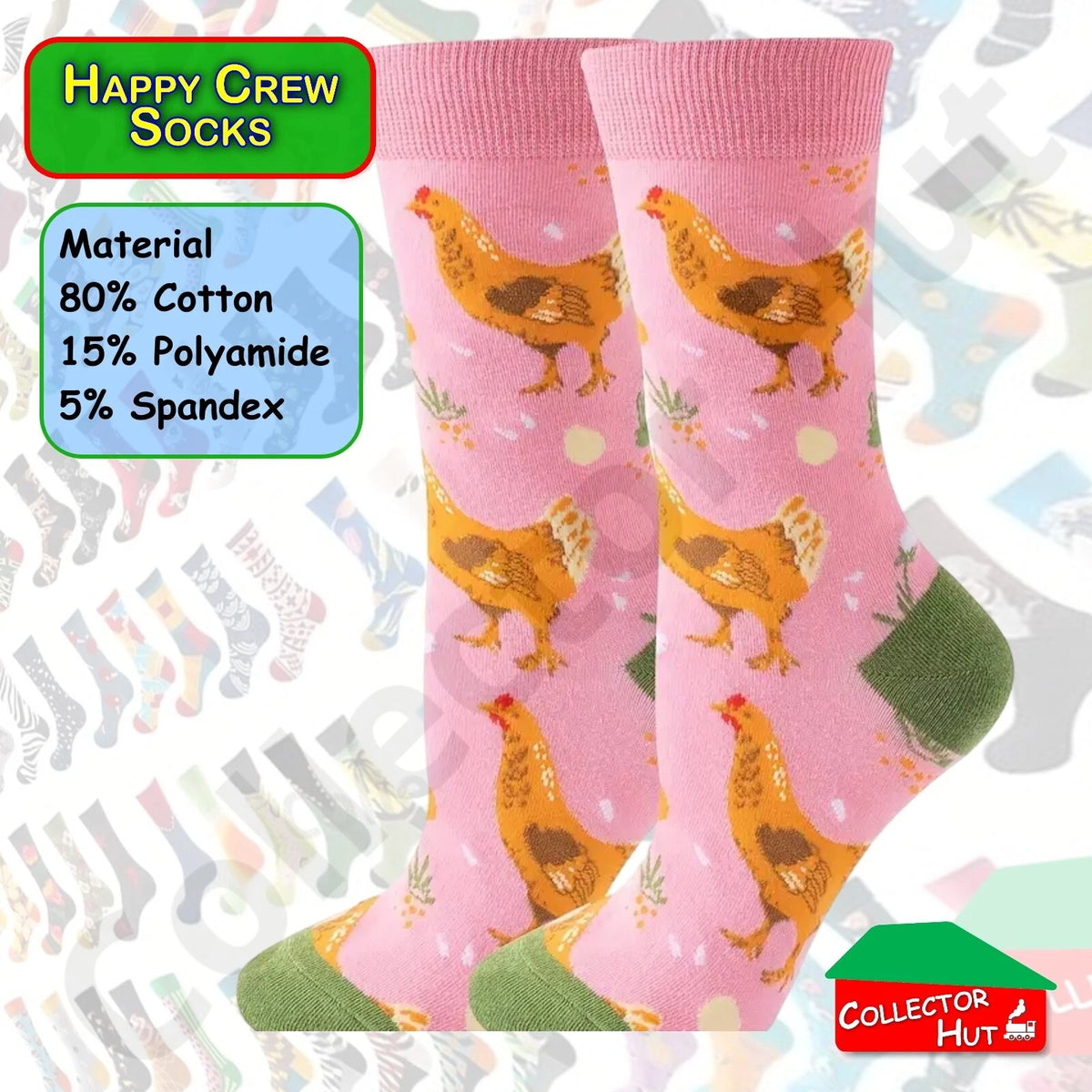 Happy Crew Socks Novelty Breathable Anti-Odour Men's Unisex UK 6-8.5 EU 39-42