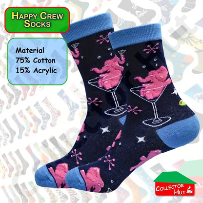 Happy Crew Socks Novelty Breathable Anti-Odour Men's Unisex UK 9-11 EU 43-46