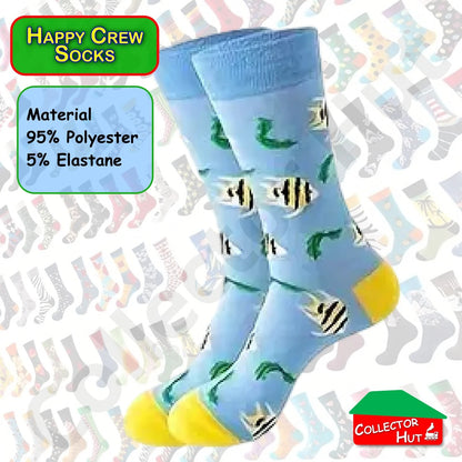 Happy Crew Socks Novelty Breathable Anti-Odour Men's Unisex UK 6-8.5 EU 39-42