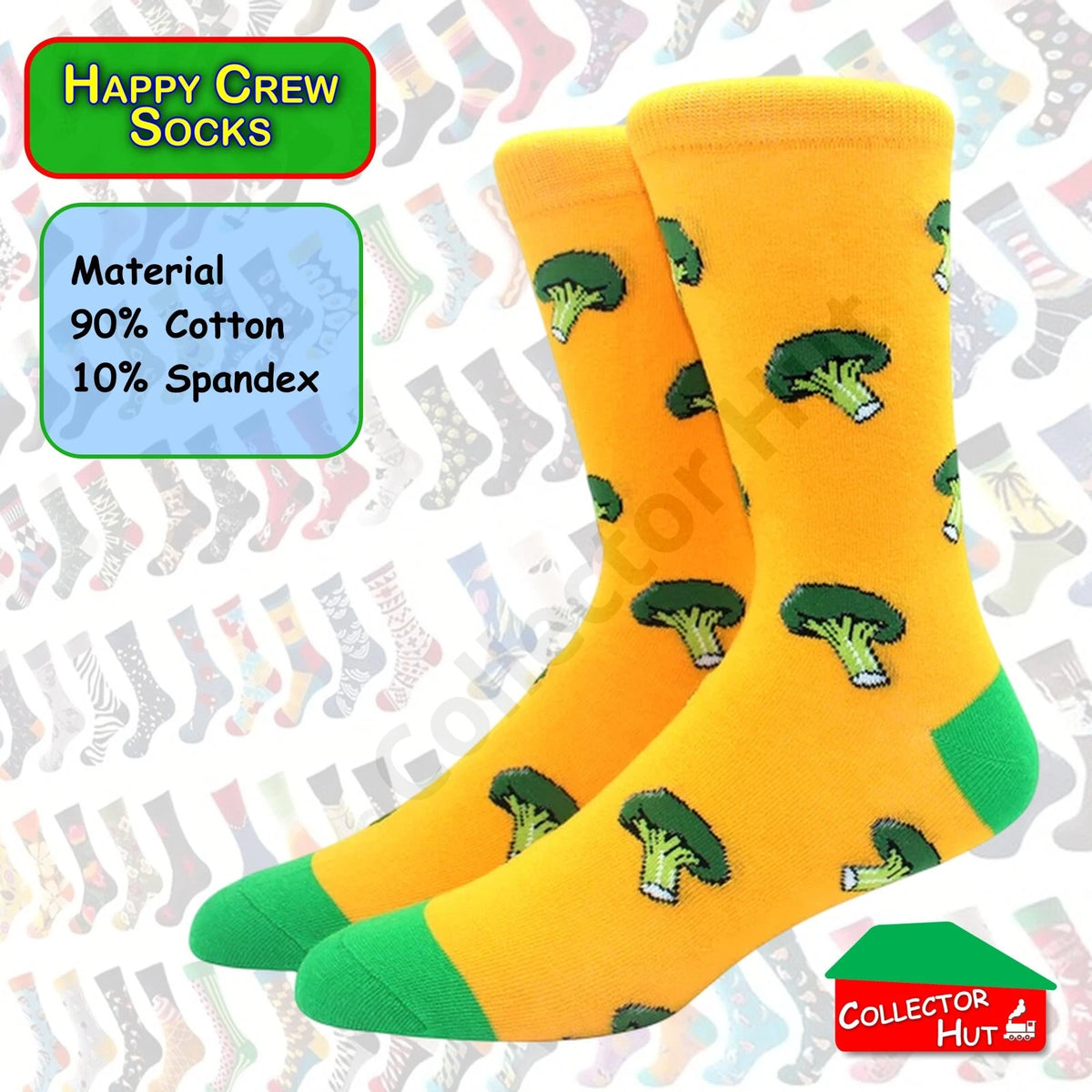 Happy Crew Socks Novelty Breathable Anti-Odour Men's Unisex UK 6-8.5 EU 39-42