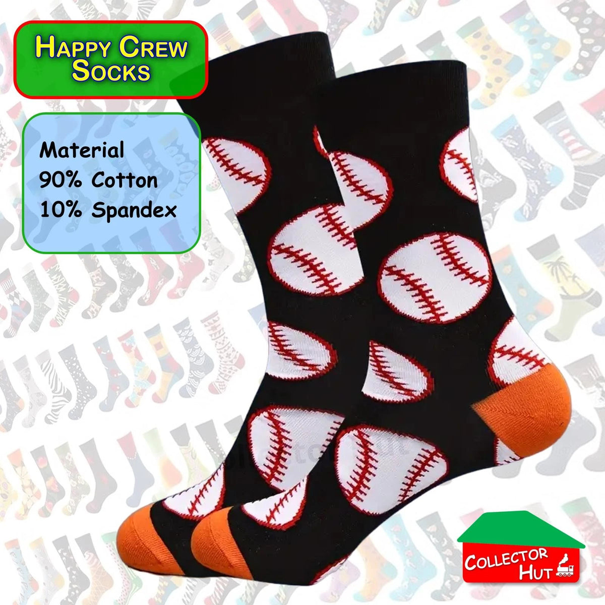 Happy Crew Socks Novelty Breathable Anti-Odour Men's Unisex UK 9-11 EU 43-46