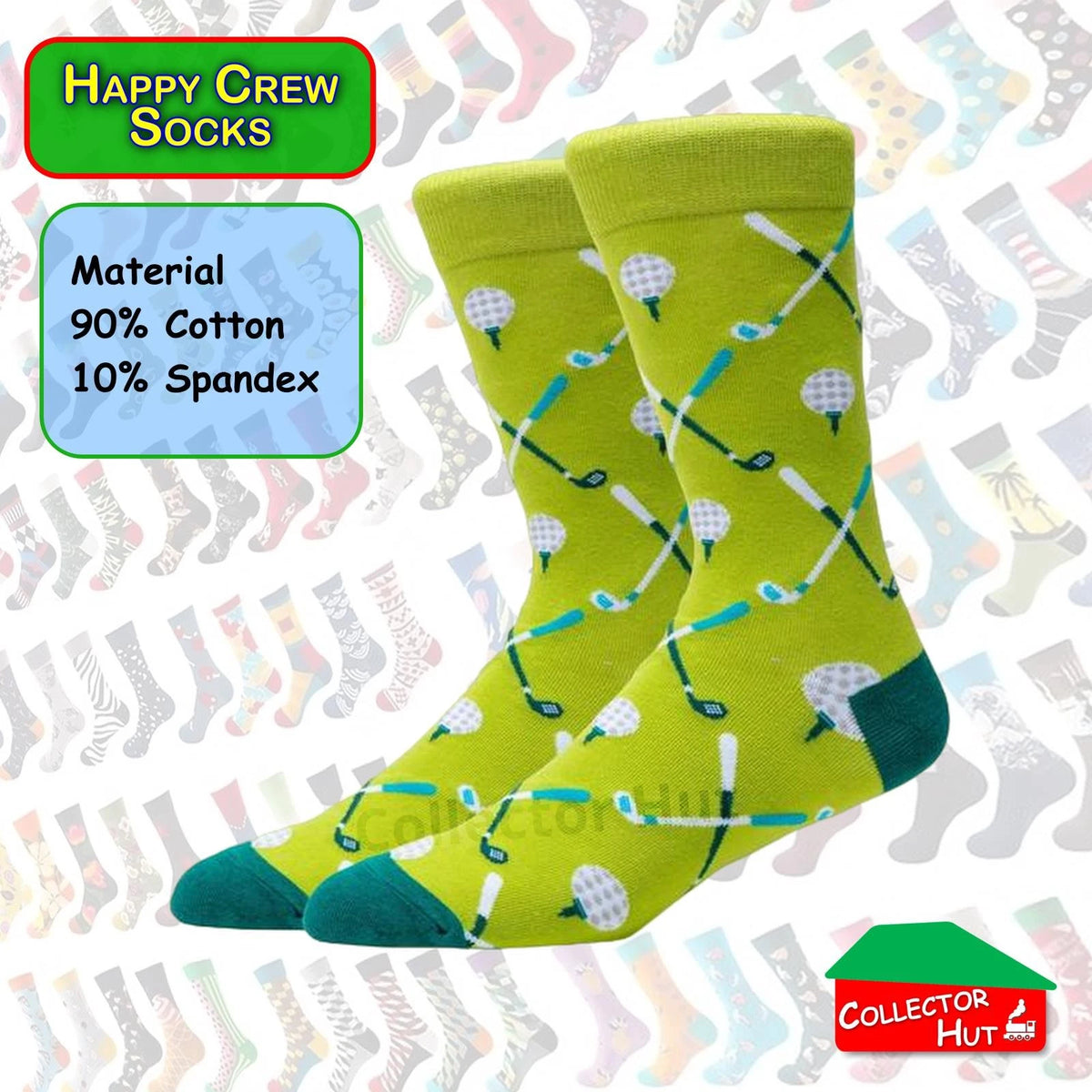 Happy Crew Socks Novelty Breathable Anti-Odour Men's Unisex UK 9-11 EU 43-46