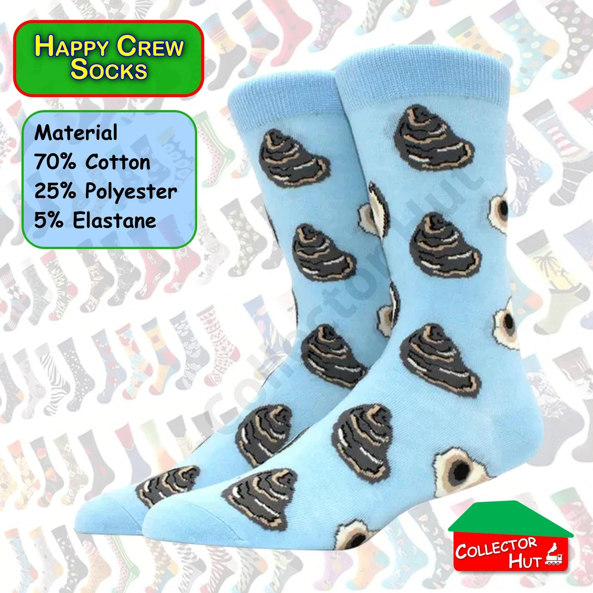 Happy Crew Socks Novelty Breathable Anti-Odour Men's Unisex UK 9-11 EU 43-46