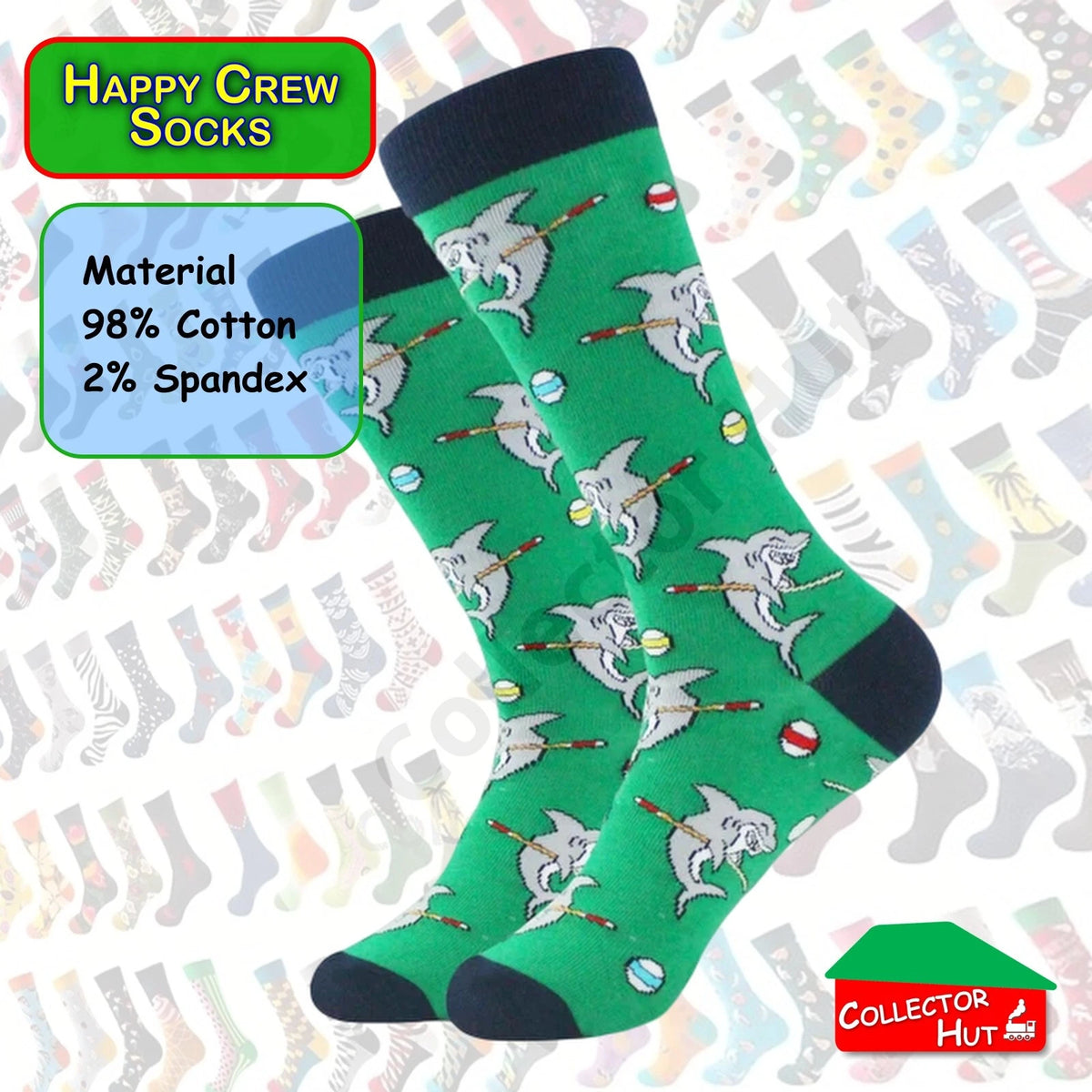 Happy Crew Socks Novelty Breathable Anti-Odour Men's Unisex UK 9-11 EU 43-46