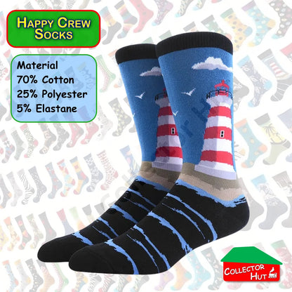 Happy Crew Socks Novelty Breathable Anti-Odour Men's Unisex UK 9-11 EU 43-46