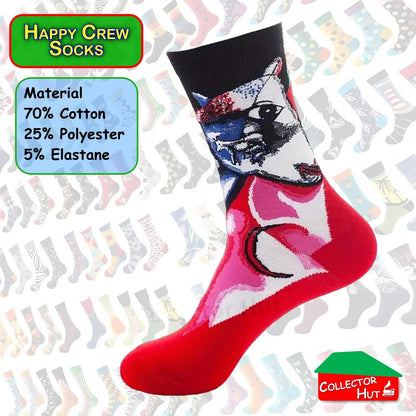 Happy Crew Socks Novelty Breathable Anti-Odour Men's Unisex UK 6-8.5 EU 39-42
