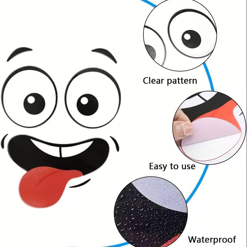 Novelty Funny Face Waterproof Stickers Large for Bins Storage Tubs