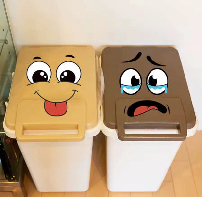 Novelty Funny Face Waterproof Stickers Large for Bins Storage Tubs